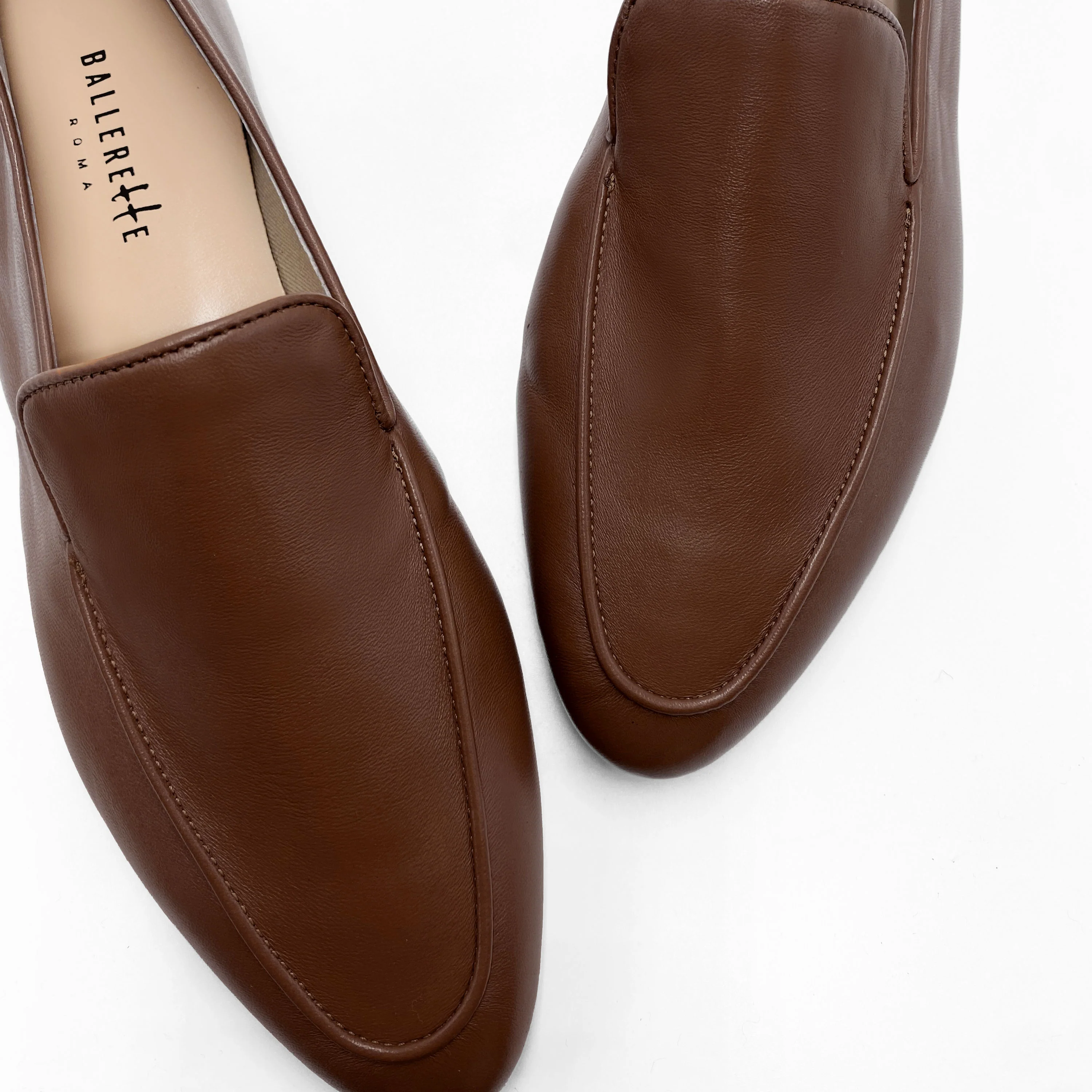 Brown leather women moccasins - Image 3